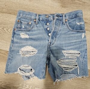 Levi's Light Blue Distressed Jean Shorts